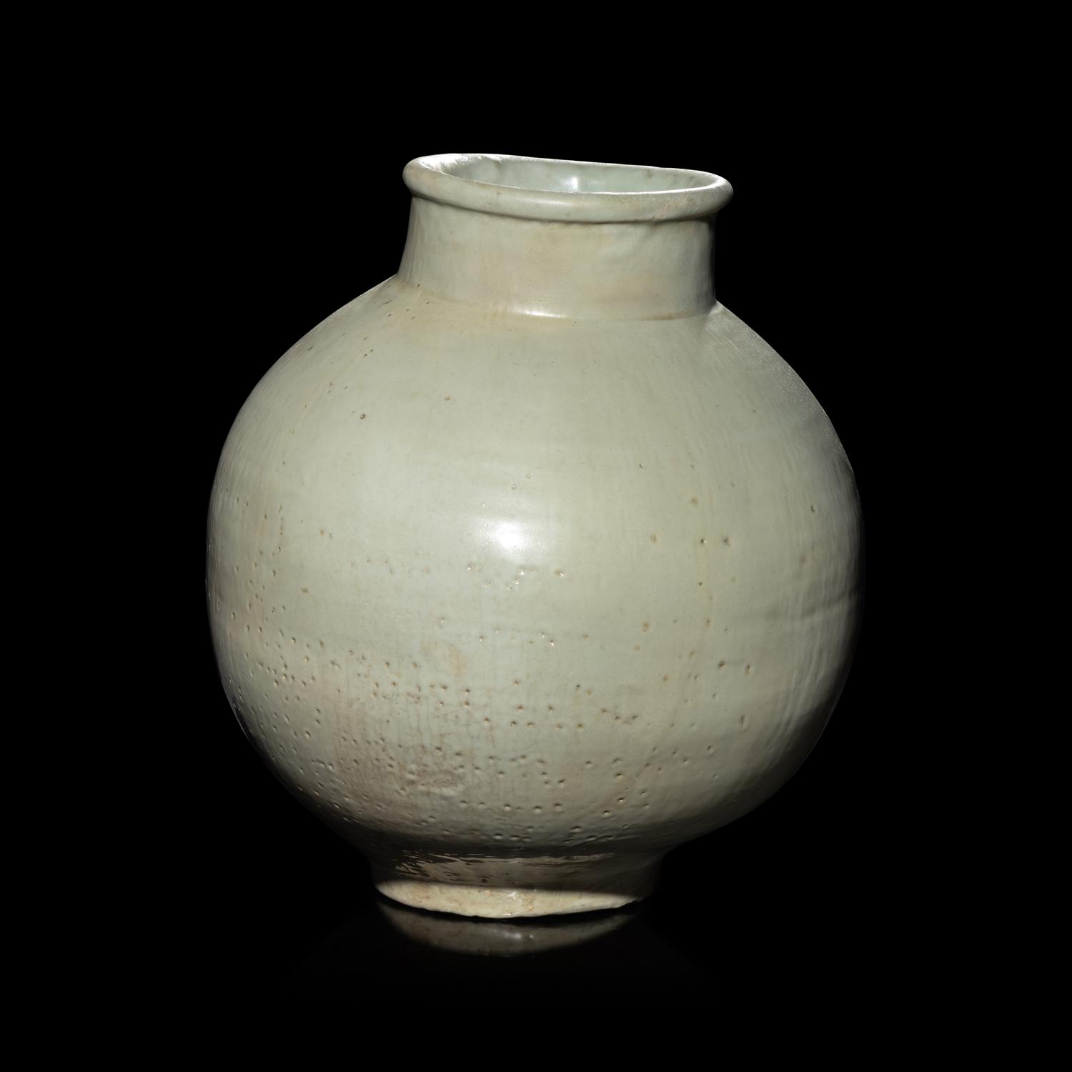 A Korean White Glazed Jar, Joseon Dynasty, 18th Century
