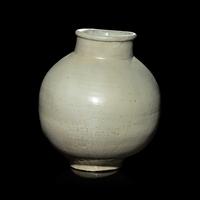 A Korean White Glazed Jar, Joseon Dynasty, 18th Century