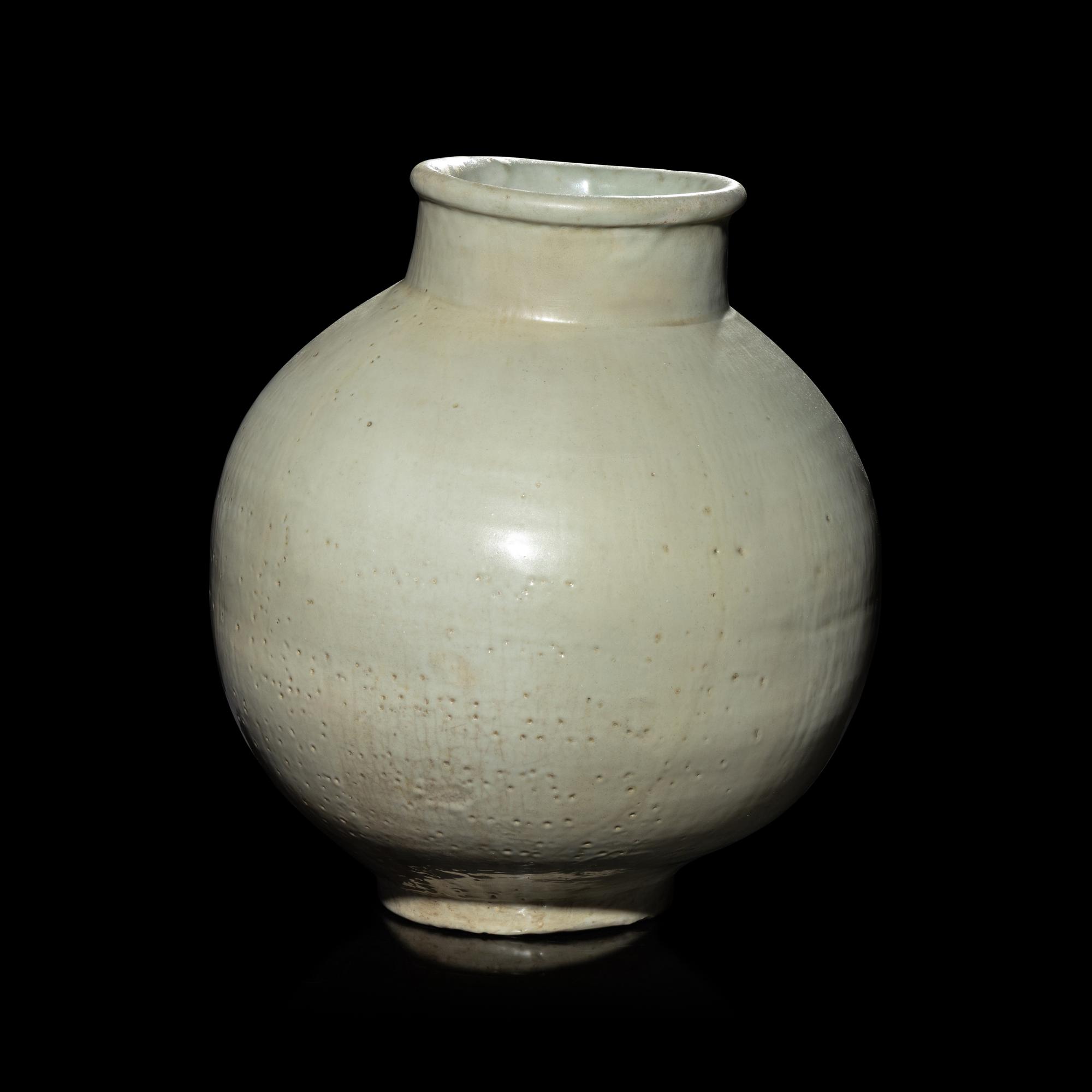 A Korean White Glazed Jar, Joseon Dynasty, 18th Century