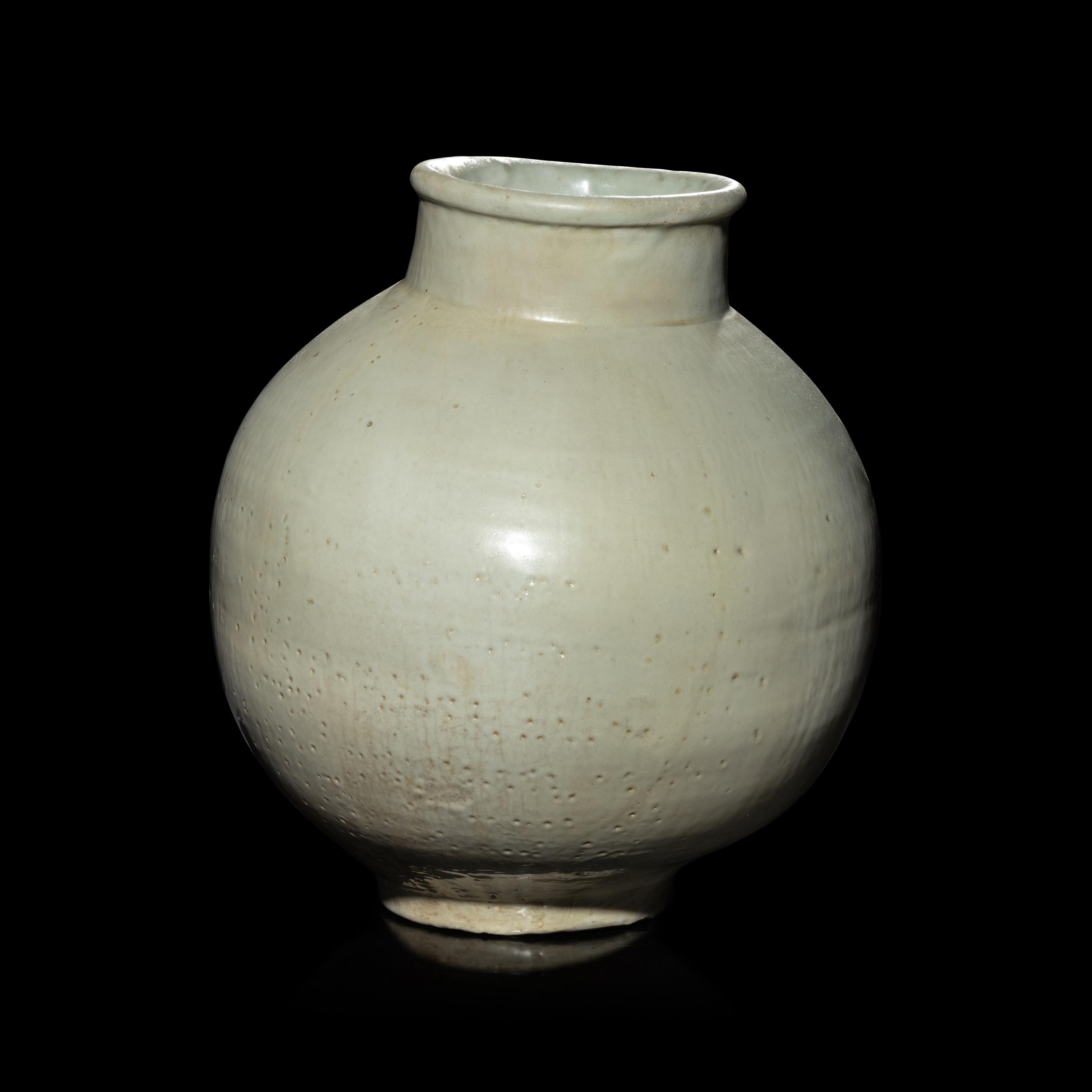 A Korean White Glazed Jar, Joseon Dynasty, 18th Century