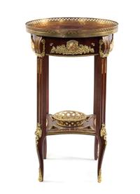 A Louis XV Style Gilt Bronze Mounted Gueridon, Height 30 x diameter 18 inches.