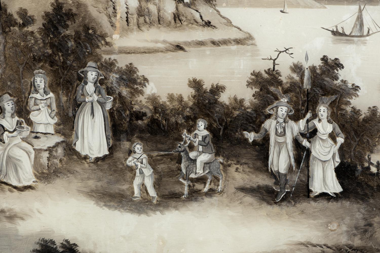 A Pair of Chinese Export Reverse Paintings on Glass