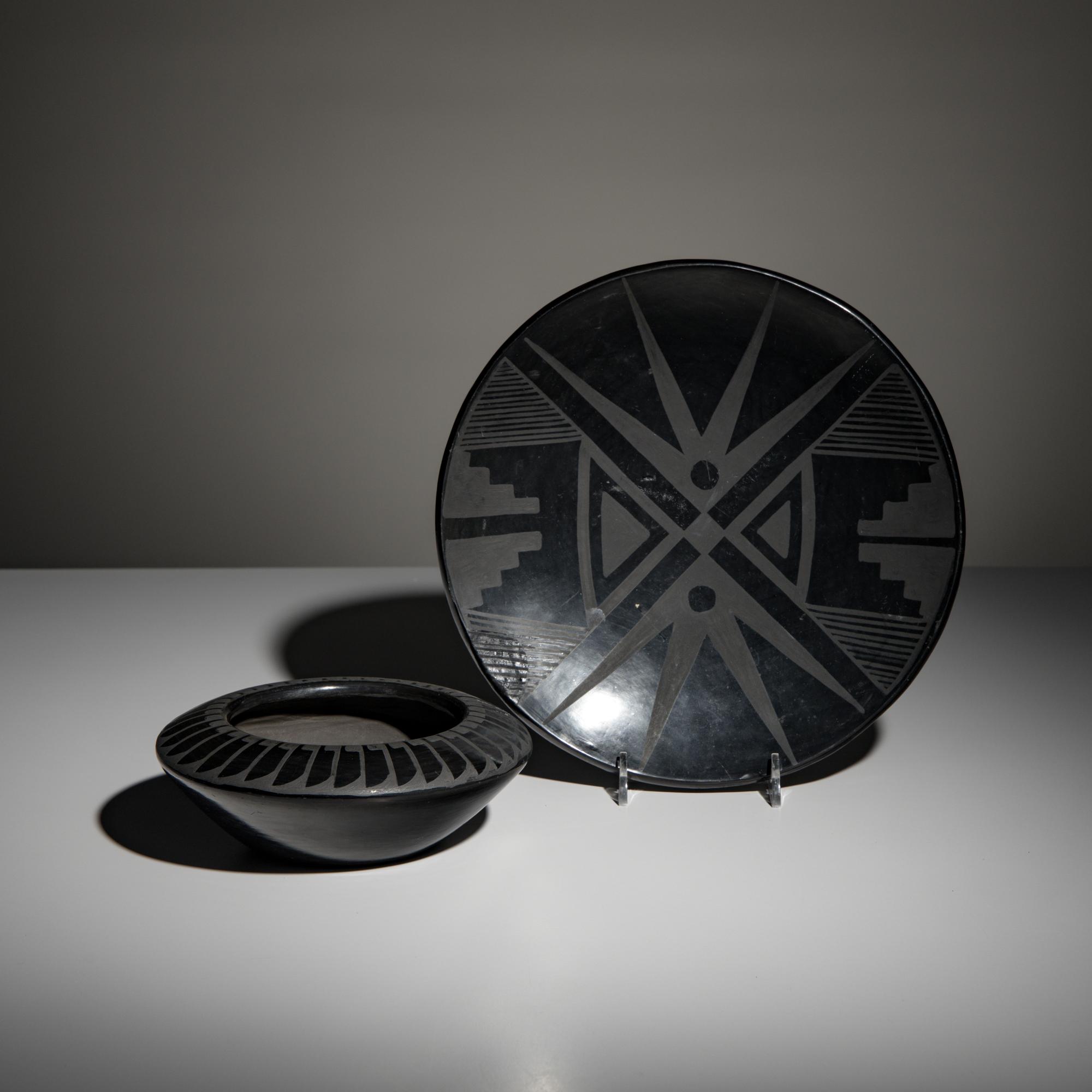 Maria Martinez (San Ildefonso, 1887-1980) — Blackware Pottery Plate, PLUS 1923-1925