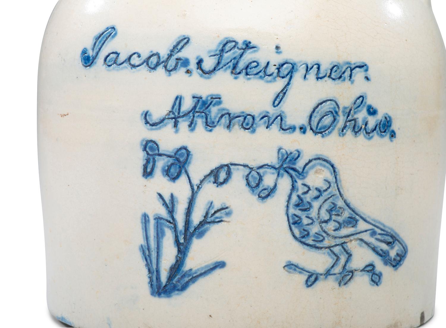 A Cobalt Decorated Stoneware Harvest or Field Jug Attributed to Wingerter Pottery