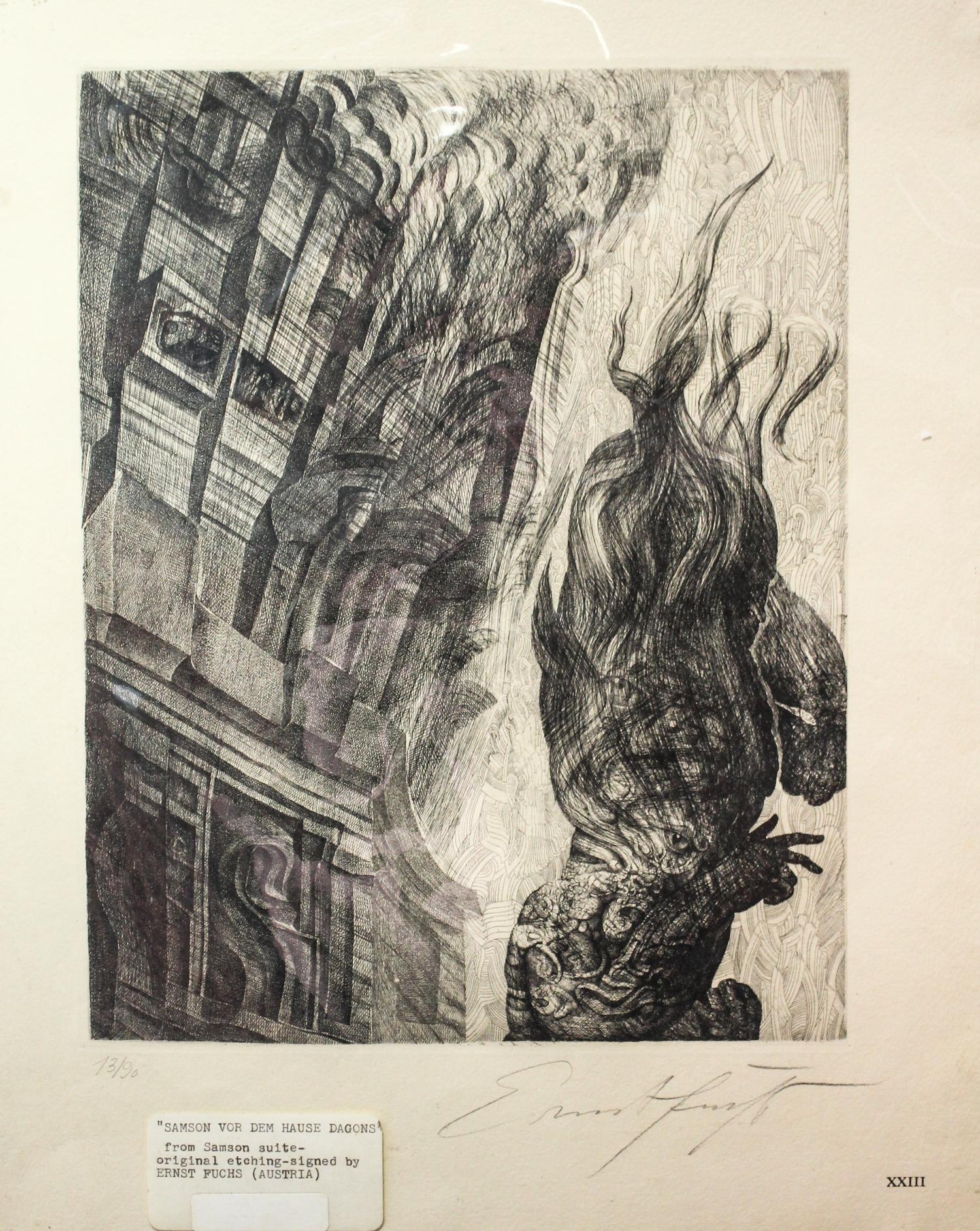 Ernst Fuchs, (Austrian, 1930–2015), 2 plates from Samson, 1967