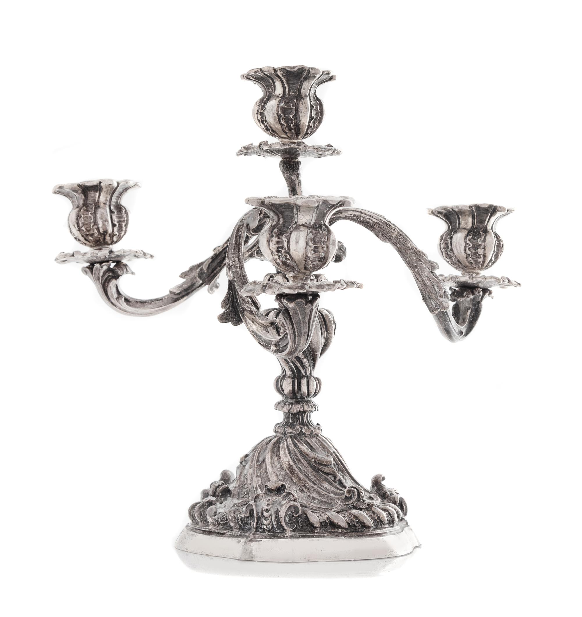 An Italian Silver Four-Light Candelabrum, Pradella Ilario for Mario Buccellati, Milan, 20th Century, the twist-fluted baluster form ste