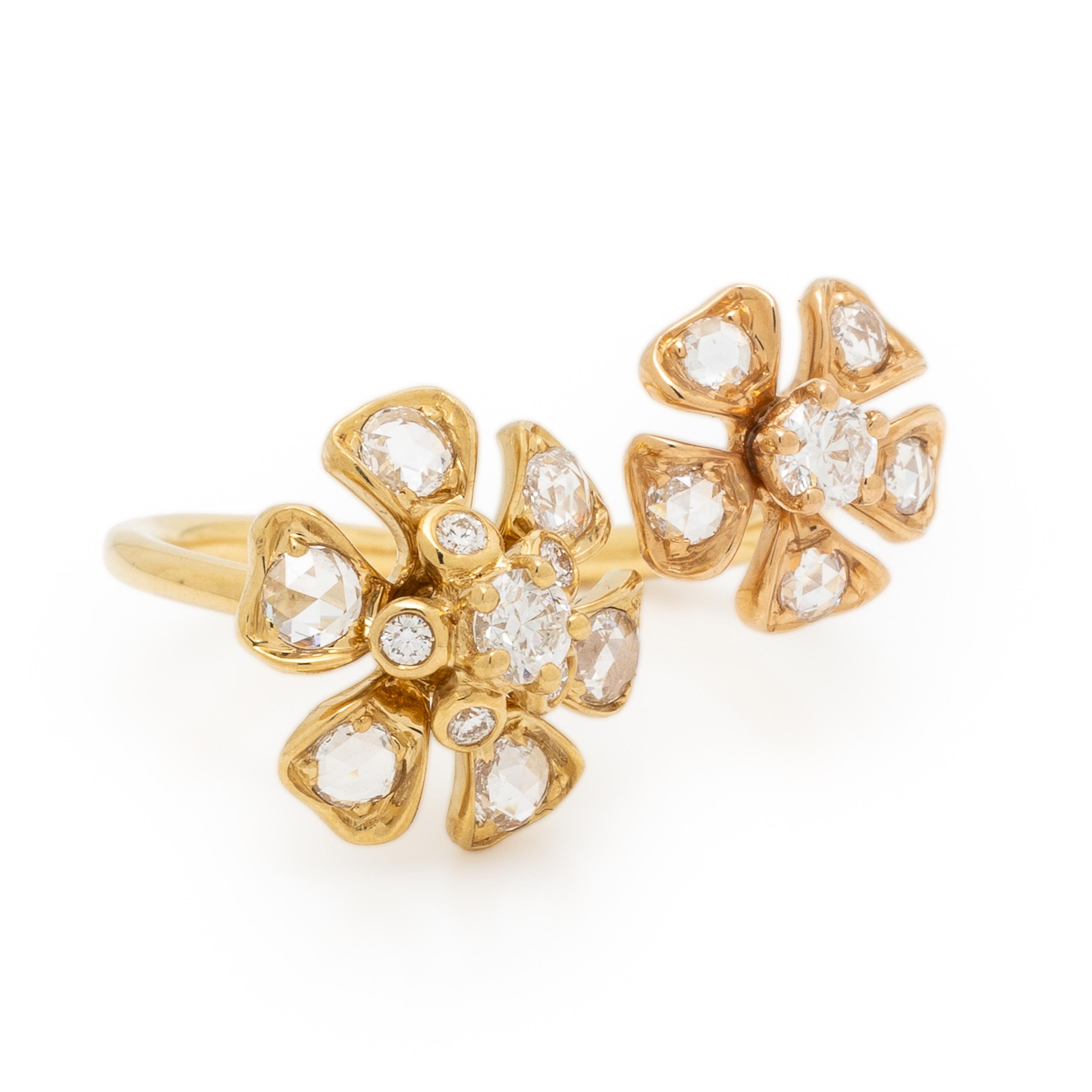 Diamond and Bicolor Gold Bypass Ring