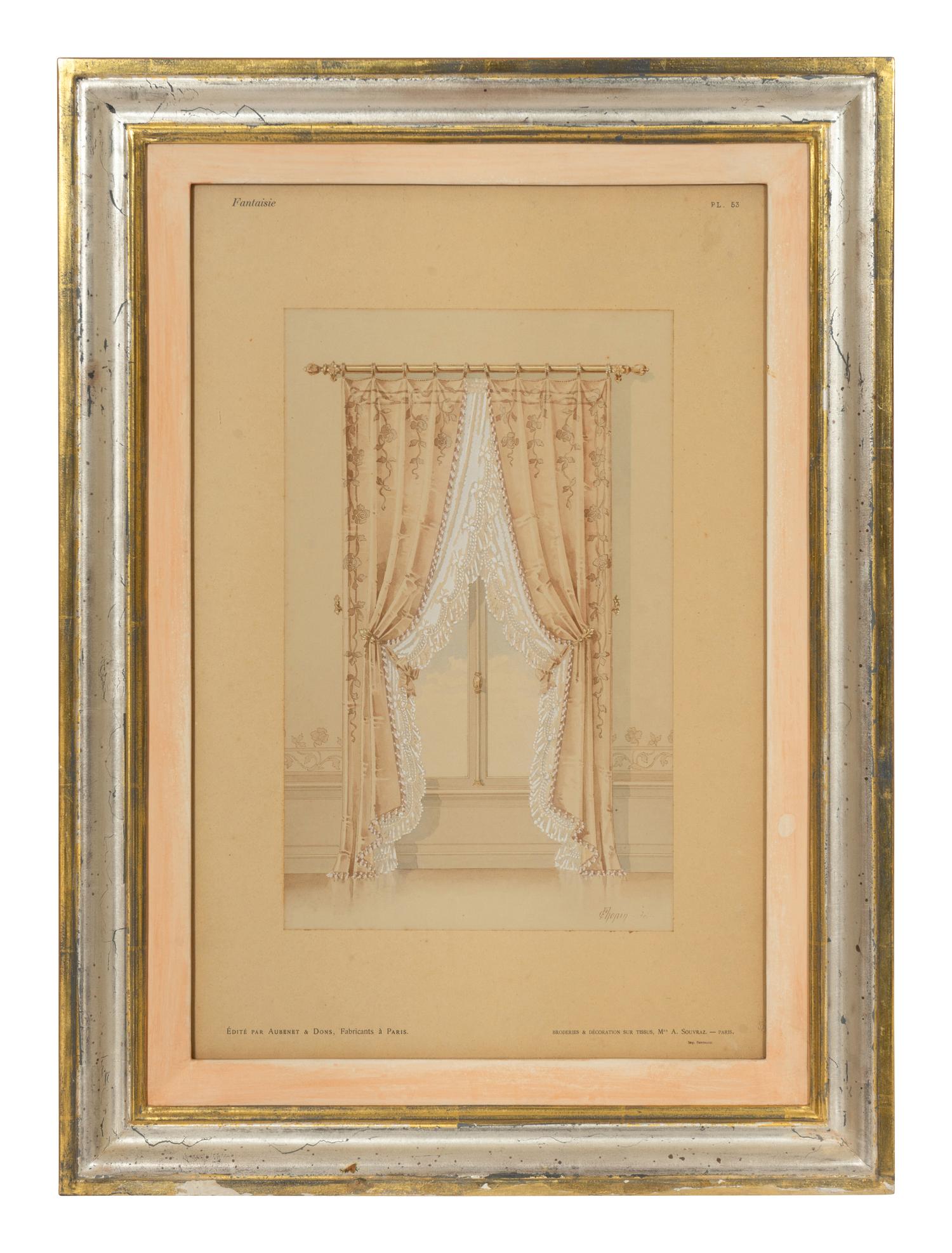A Pair of French Hand-Colored Engravings of Window Designs