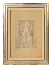 A Pair of French Hand-Colored Engravings of Window Designs