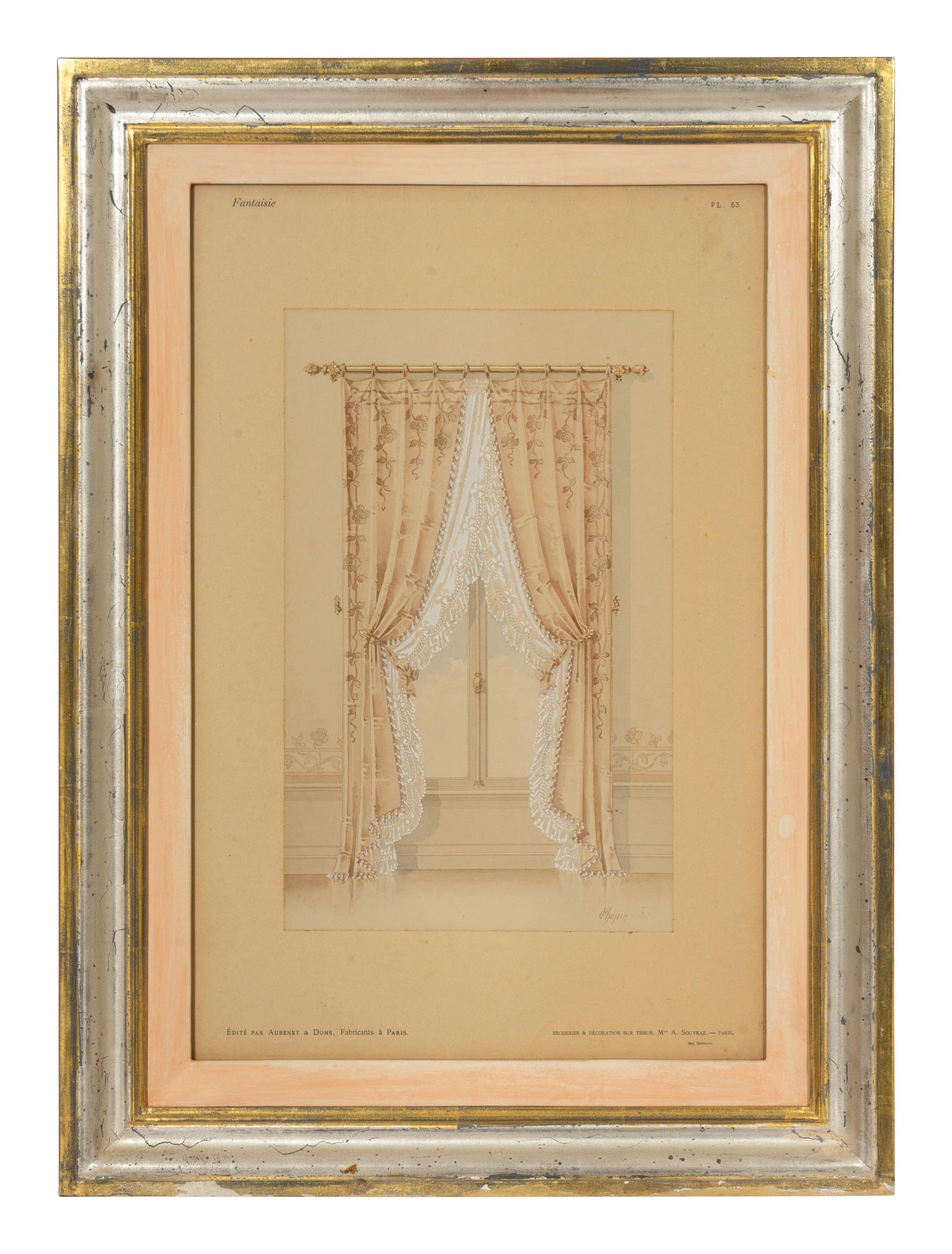 A Pair of French Hand-Colored Engravings of Window Designs