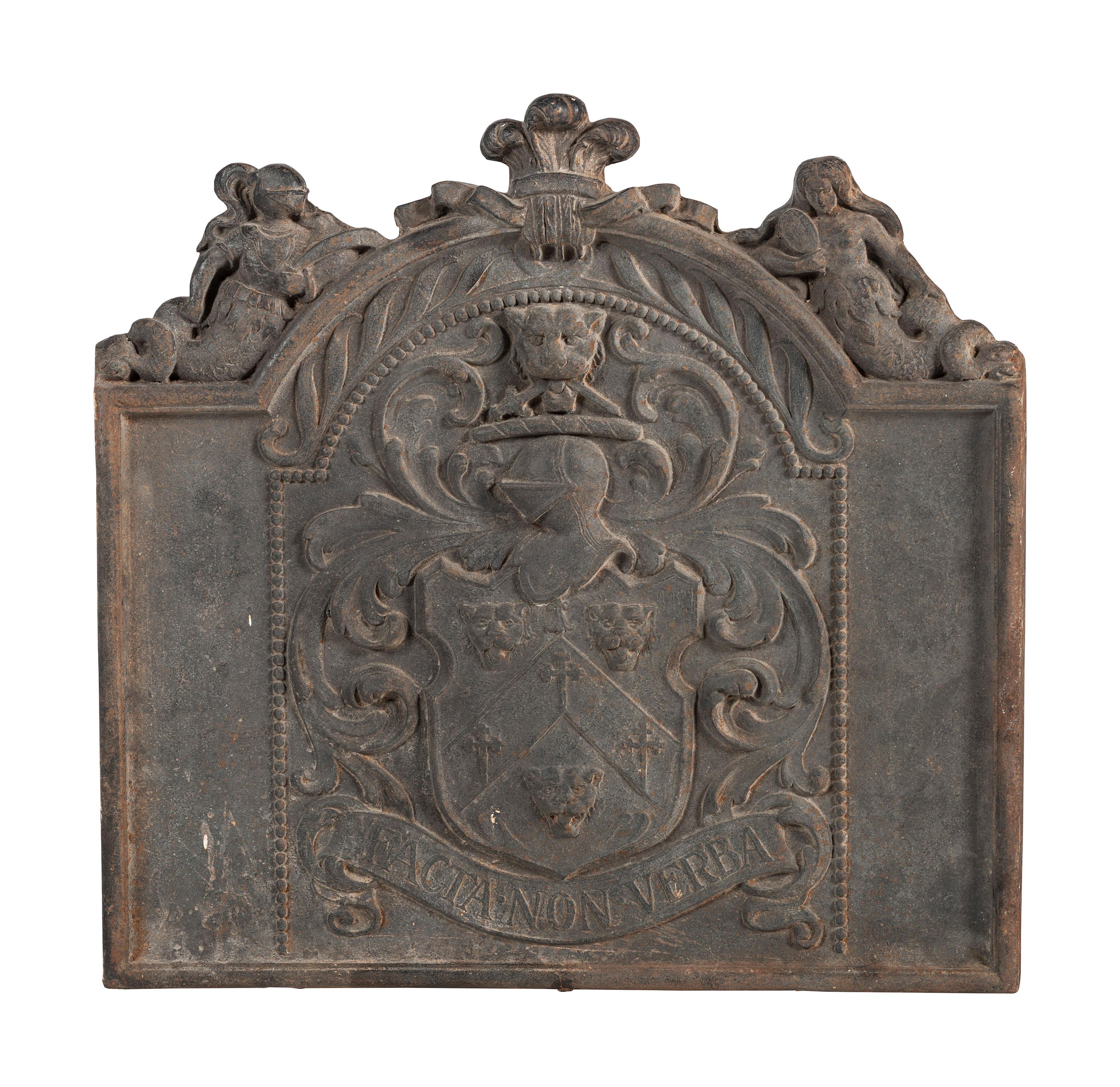 An English Cast Iron Armorial Fire Back