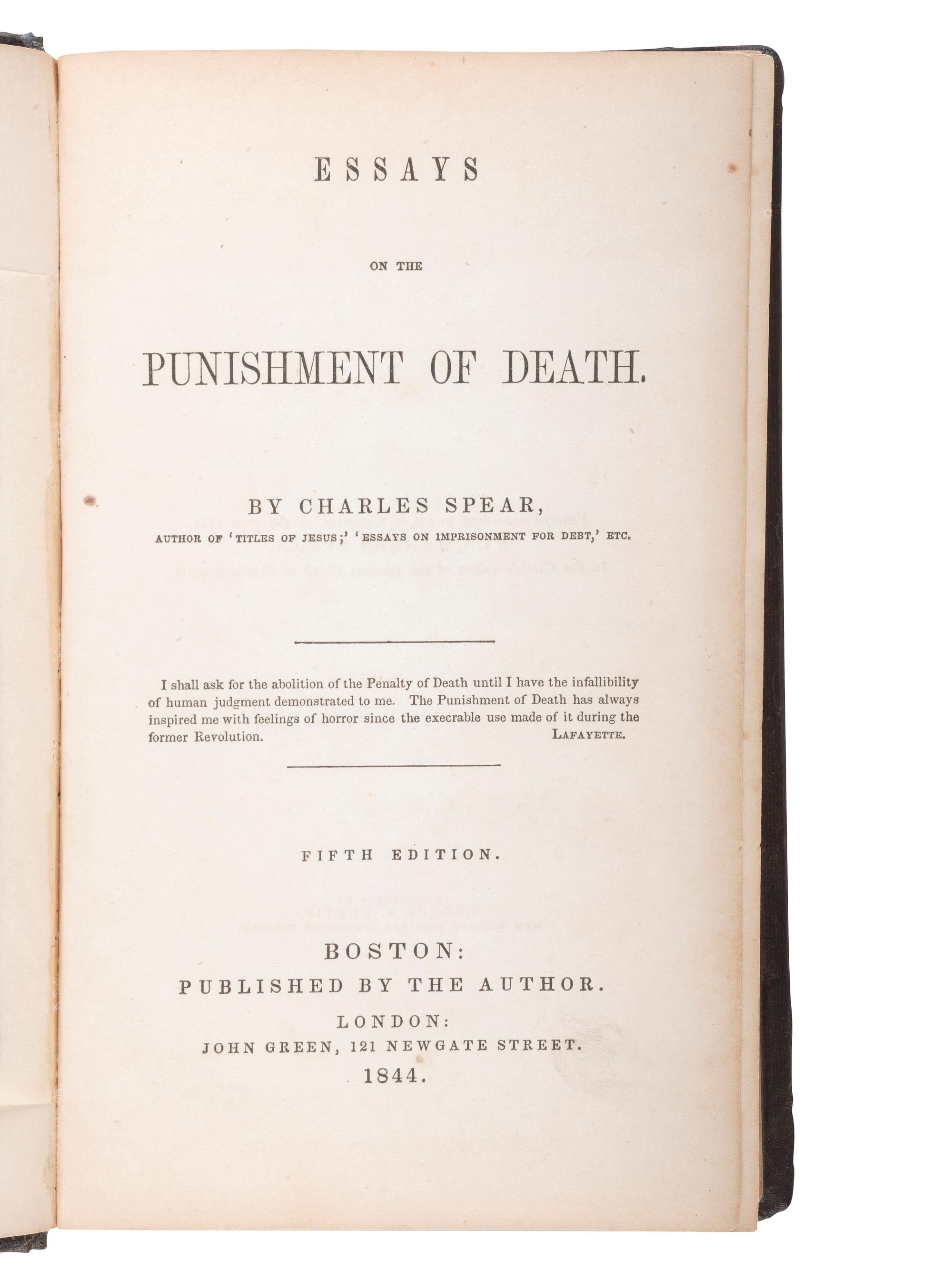 [CRIME & PUNISHMENT]. A group of 2 works related to capital punishment and imprisonment, comprising: