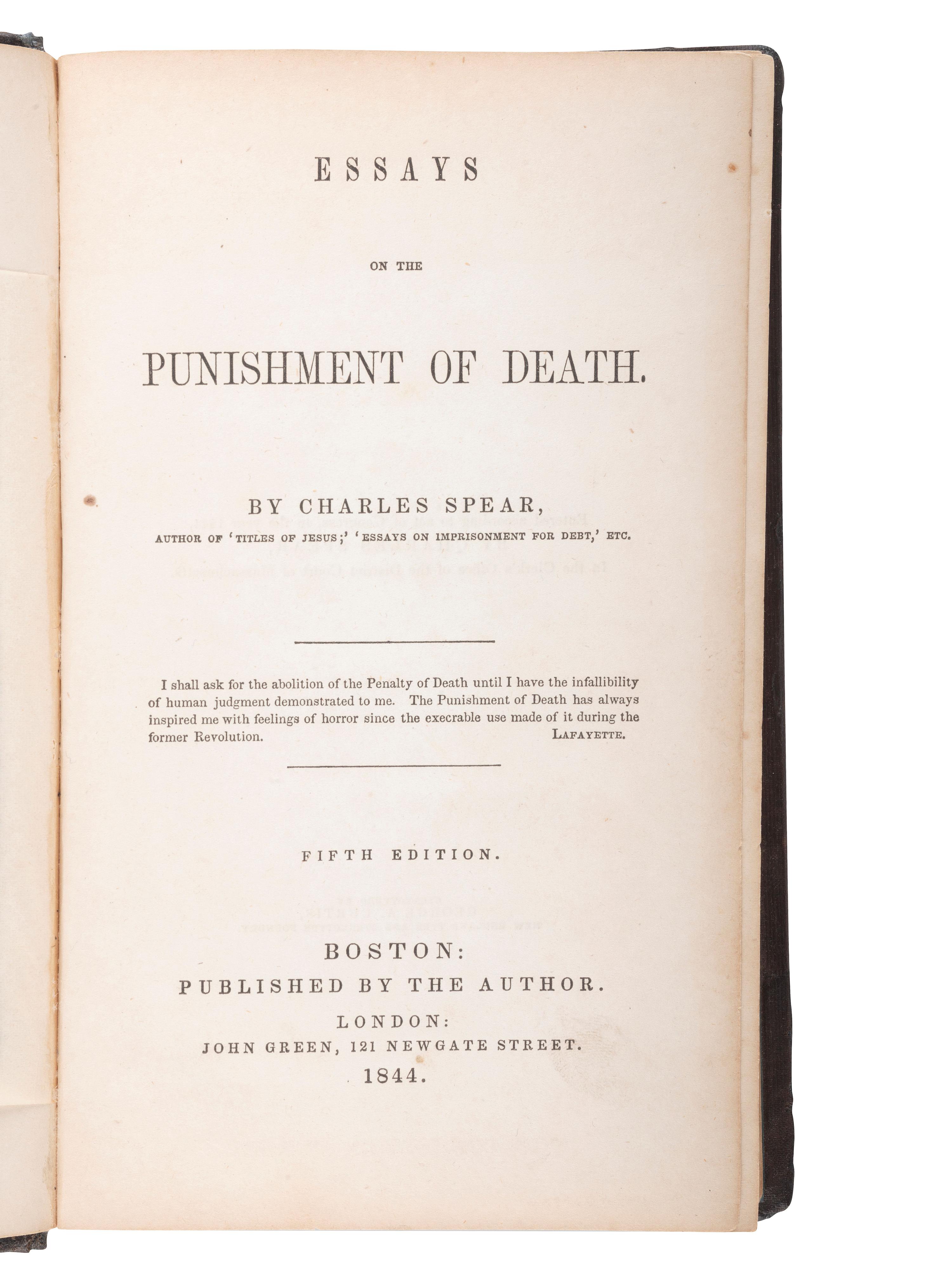 [CRIME & PUNISHMENT]. A group of 2 works related to capital punishment and imprisonment, comprising: