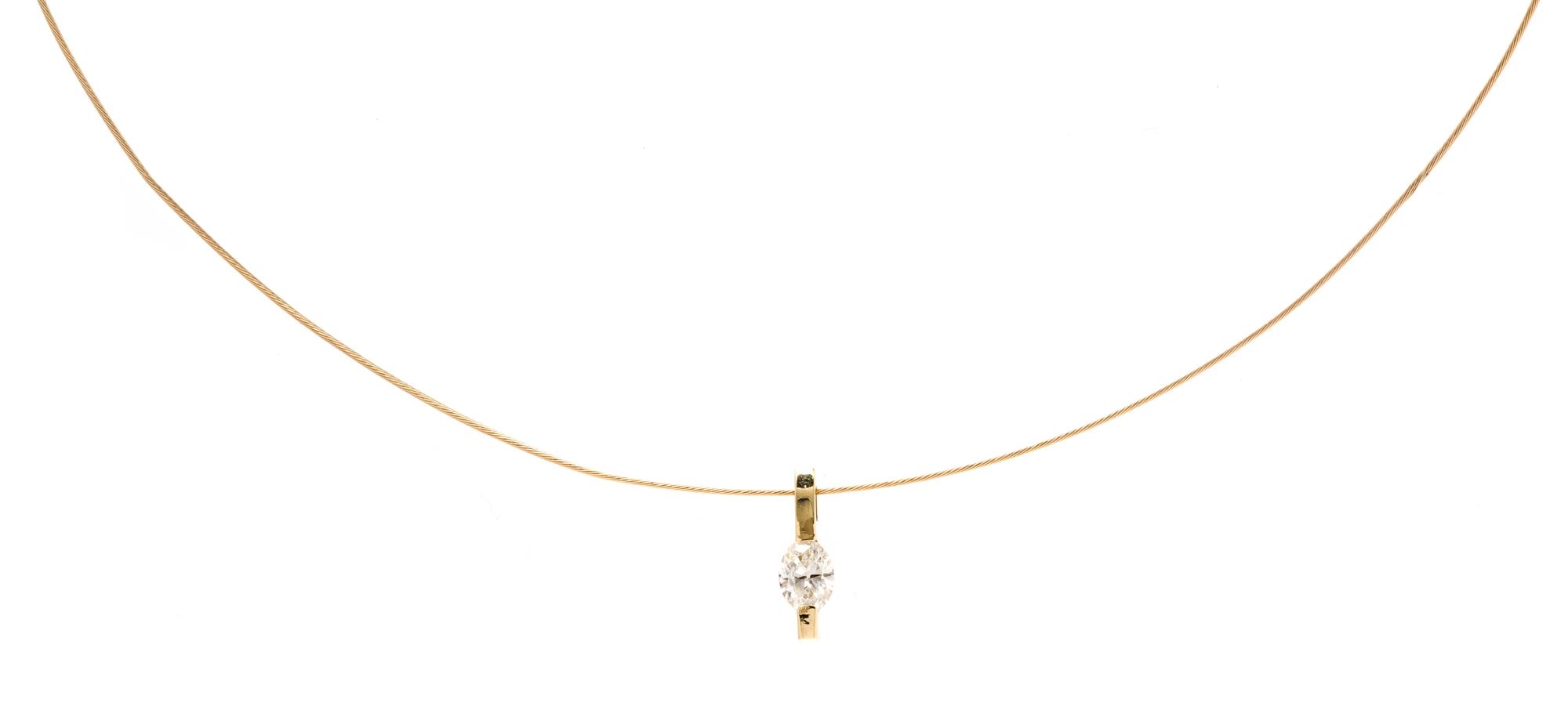 A 14 Karat Yellow Gold and Diamond Pendant, 2.20 dwts.