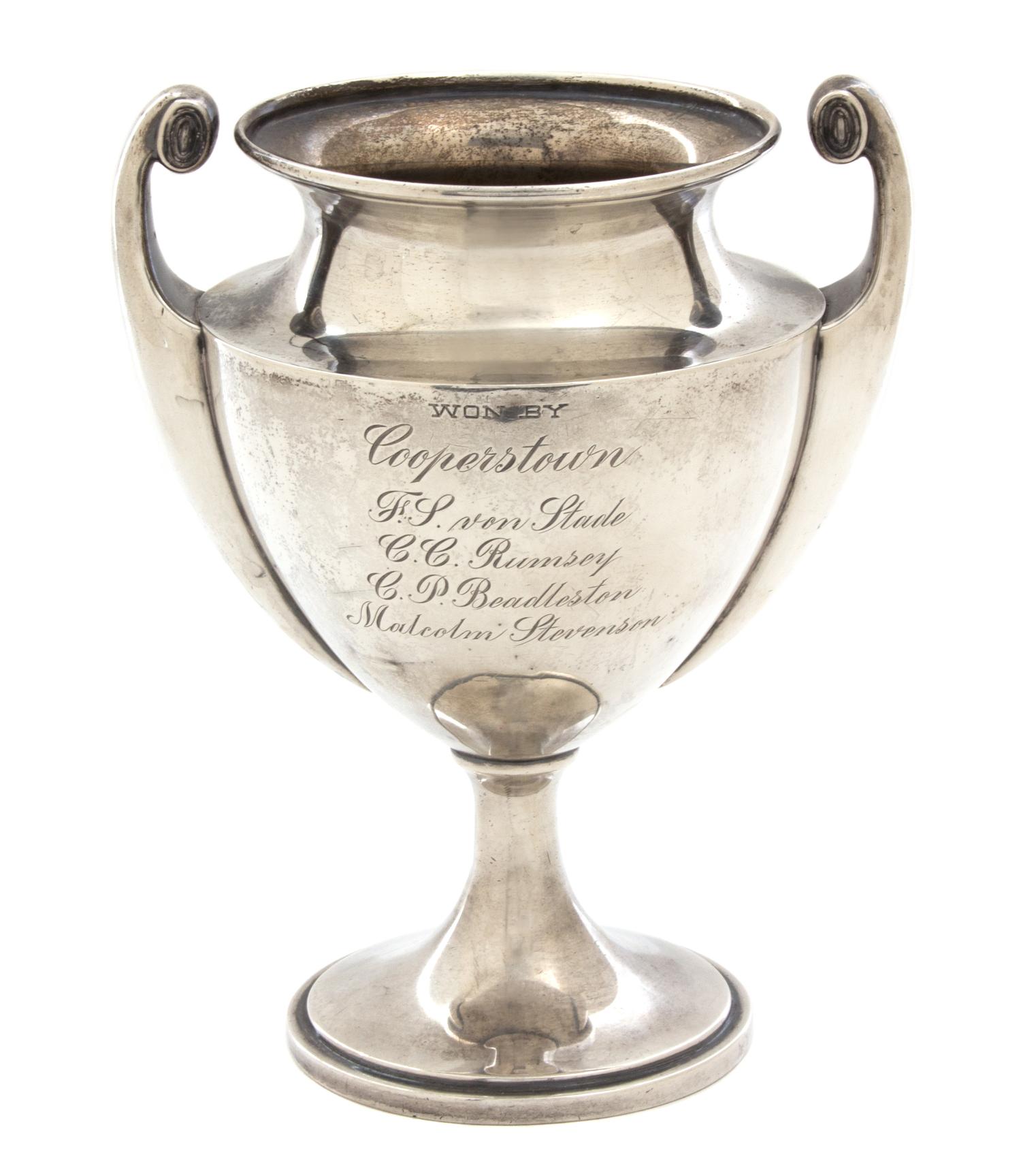 An American Silver Two Handle Trophy Cup, Dominick & Haff, New York, NY, inscribed Watch Hill Cups/Point Judith Polo Club/Narragansett