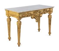 An Italian Giltwood Marble-Top Console Table