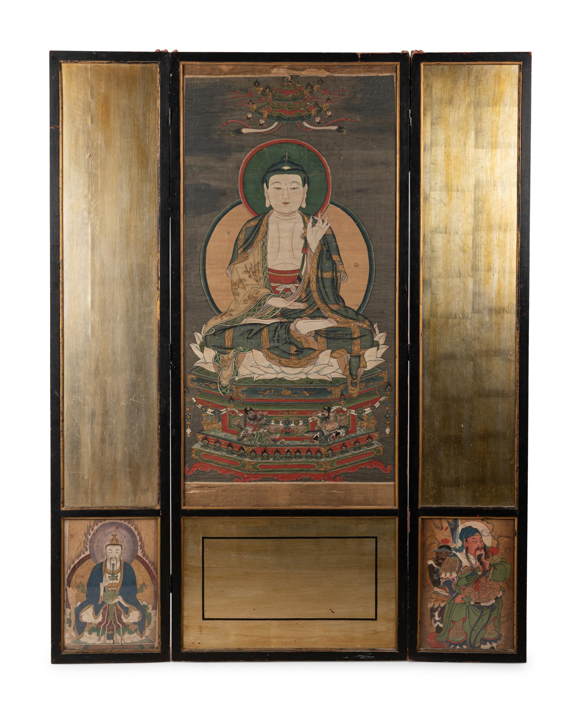 A Daoist Water and Land Ritual Painting Floor Screen