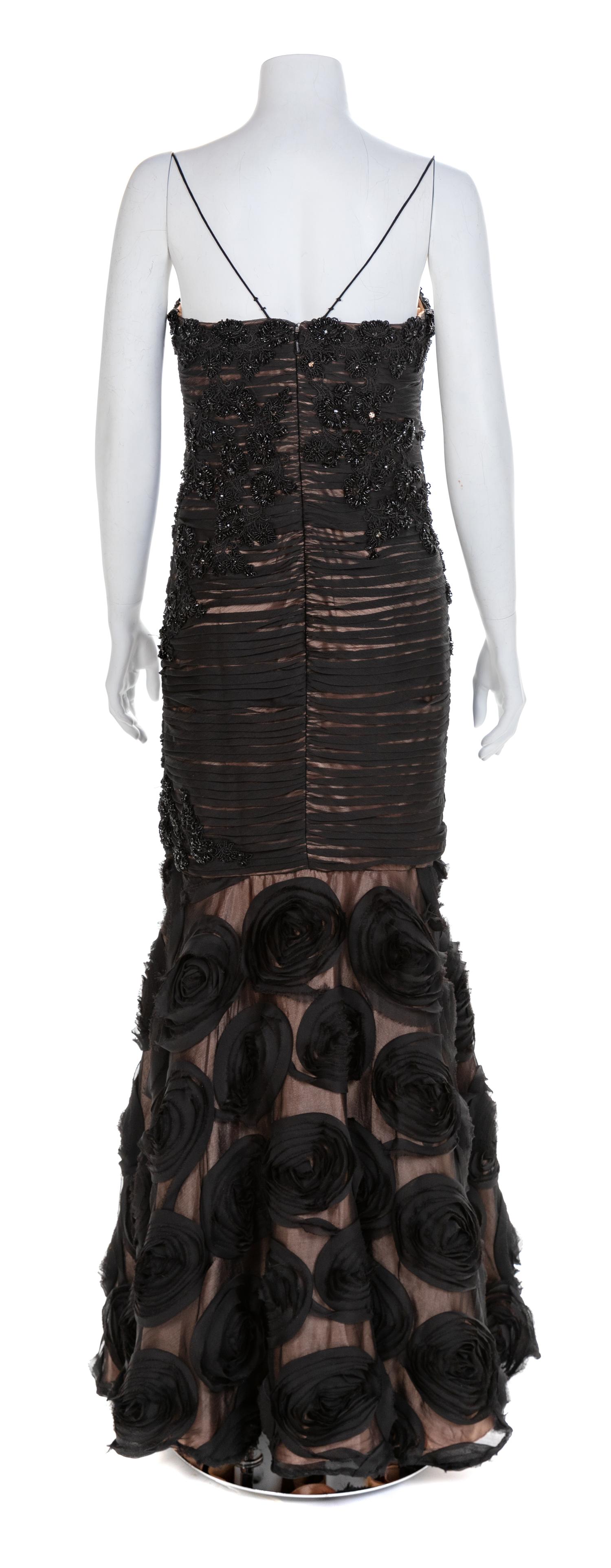 Jovani Black Strapless Sheer Illusion Mermaid Gown, 1990-2000s Size Label: 6