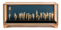 A Japanese Model of a Festival Dance Height 8 1/8 x width 18 3/8 x depth 4 3/4 inches.