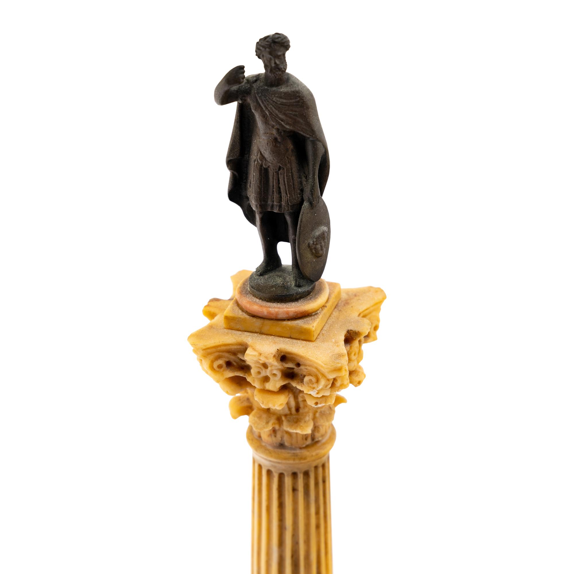 Two Grand Tour Bronze and Marmo Giallo Antico Marble Ornaments