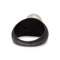 MARSH & CO, ART MODERNE, BLACKENED STEEL, CULTURED PEARL AND DIAMOND RING