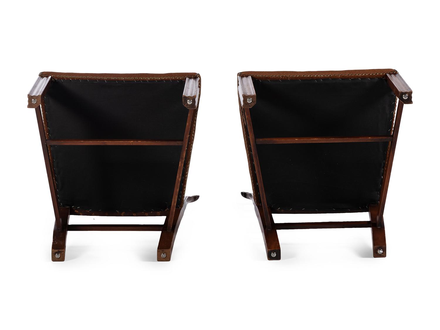 A Pair of Needlepoint Upholstered Mahogany Ribbon Back Side Chairs