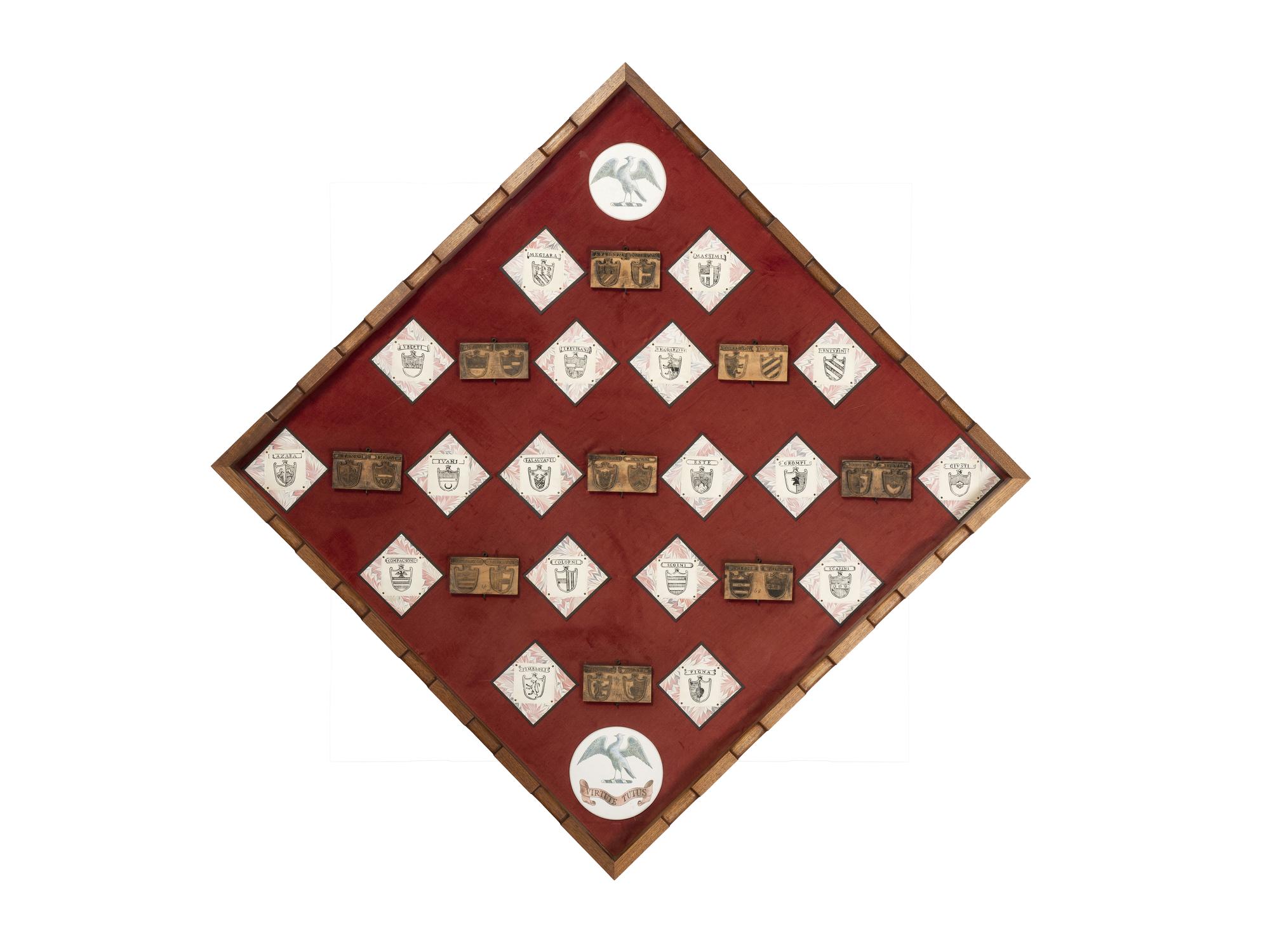 Three Sets of Framed Italian Armorial Printing Plates
