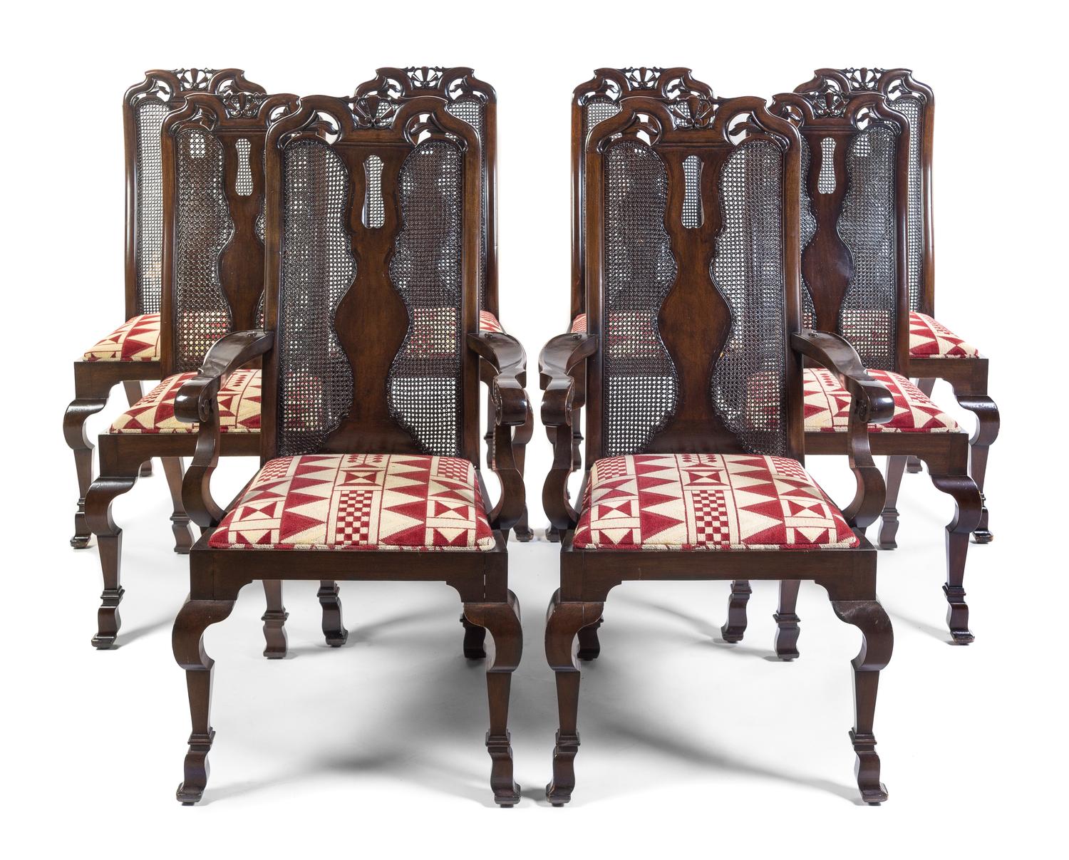 A Set of Eight Queen Anne Style Dining Chairs Height 43 inches. — 20TH CENTURY