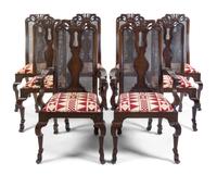 A Set of Eight Queen Anne Style Dining Chairs Height 43 inches. — 20TH CENTURY