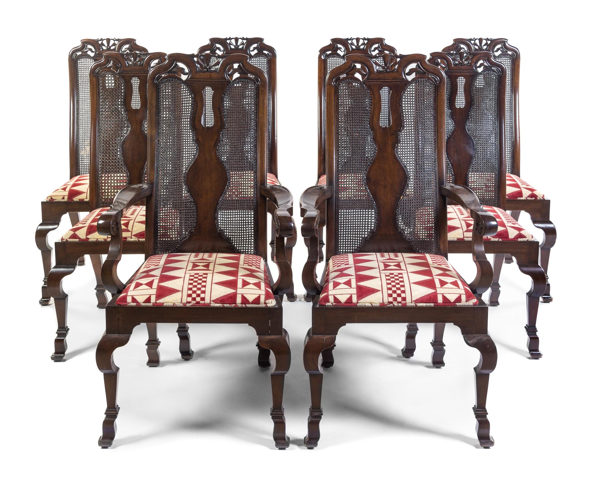 A Set of Eight Queen Anne Style Dining Chairs Height 43 inches. — 20TH CENTURY
