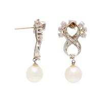 DIAMOND AND CULTURED PEARL EARRINGS