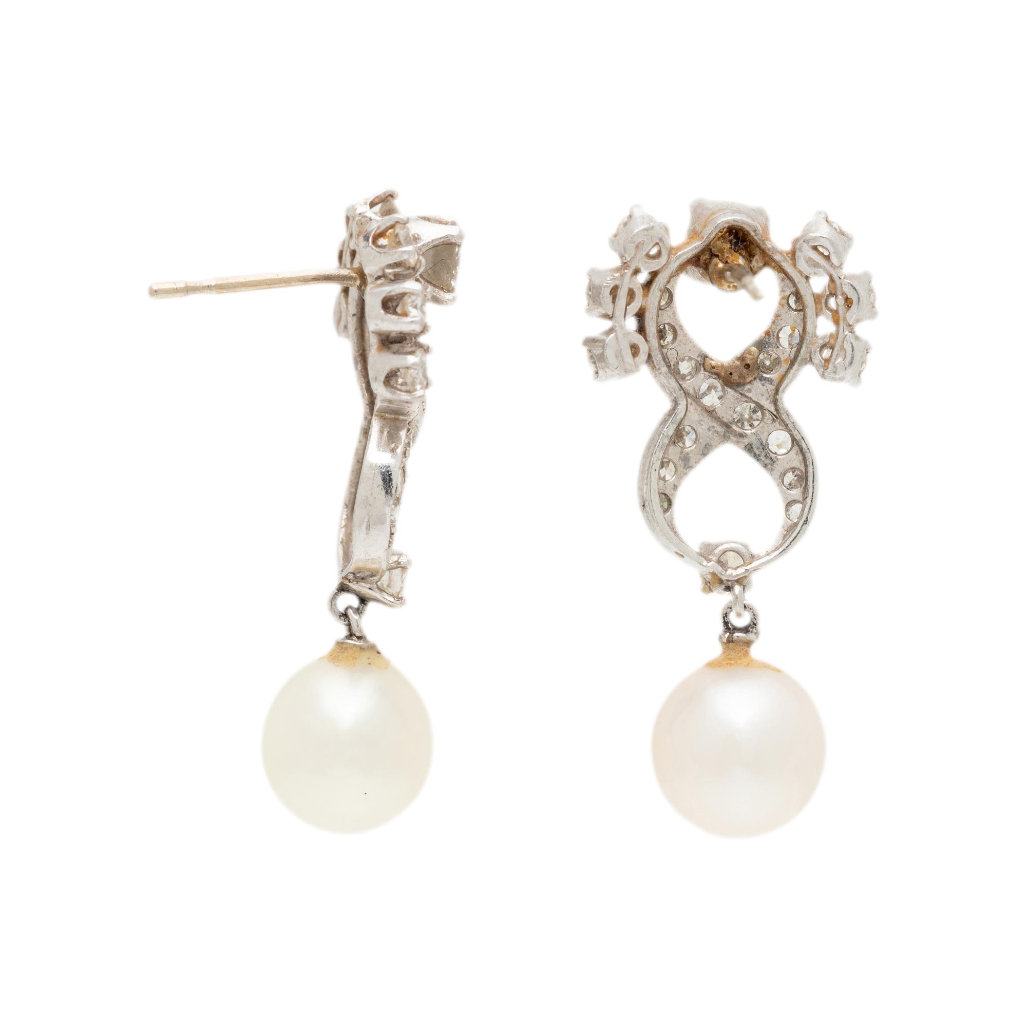 DIAMOND AND CULTURED PEARL EARRINGS