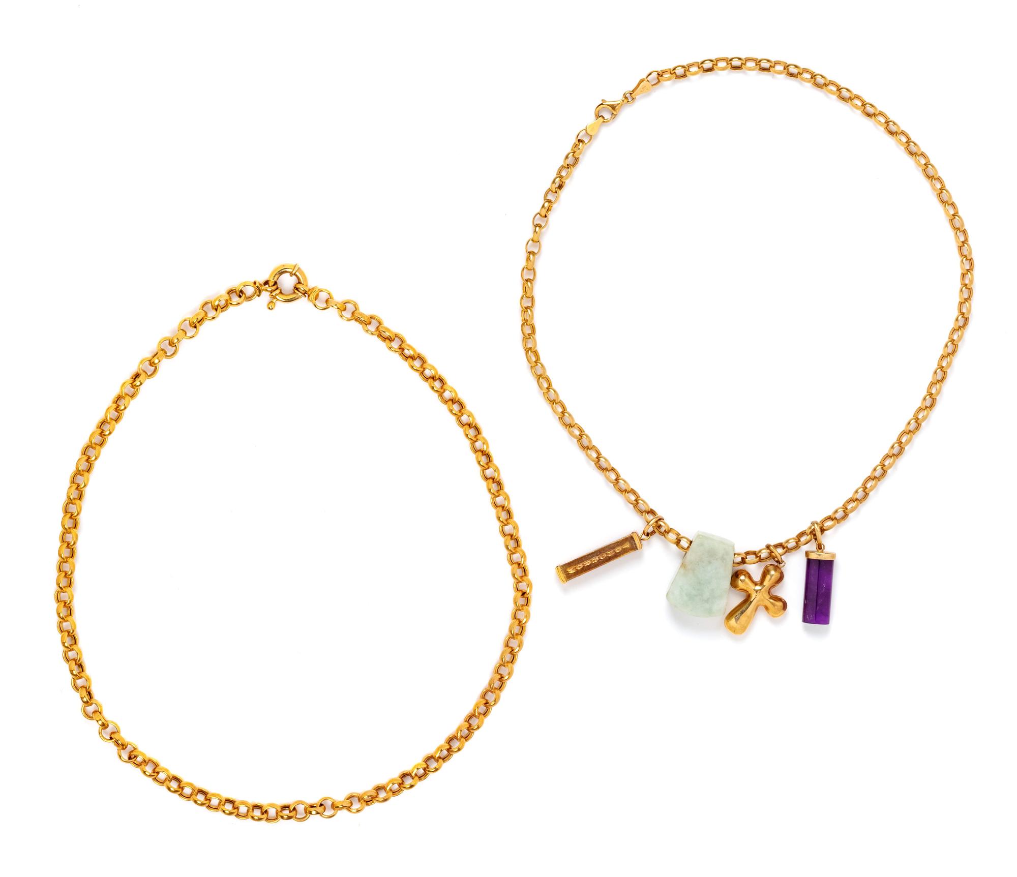 A Collection of 14 Karat Yellow Gold Chain Necklaces, Italian,