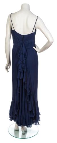A Navy Chiffon Evening Dress,