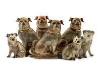 A Group of Staffordshire and Other Models of Pugs