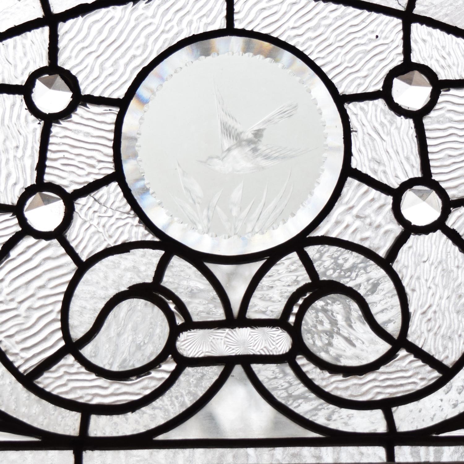 A Leaded Glass Window 24" W x 2" D x 15.5" H — United States, 19th Century