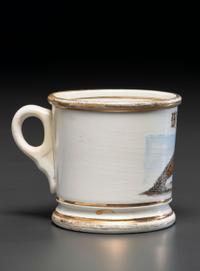 A Porcelain Occupational Shaving Mug Depicting a Dump Truck