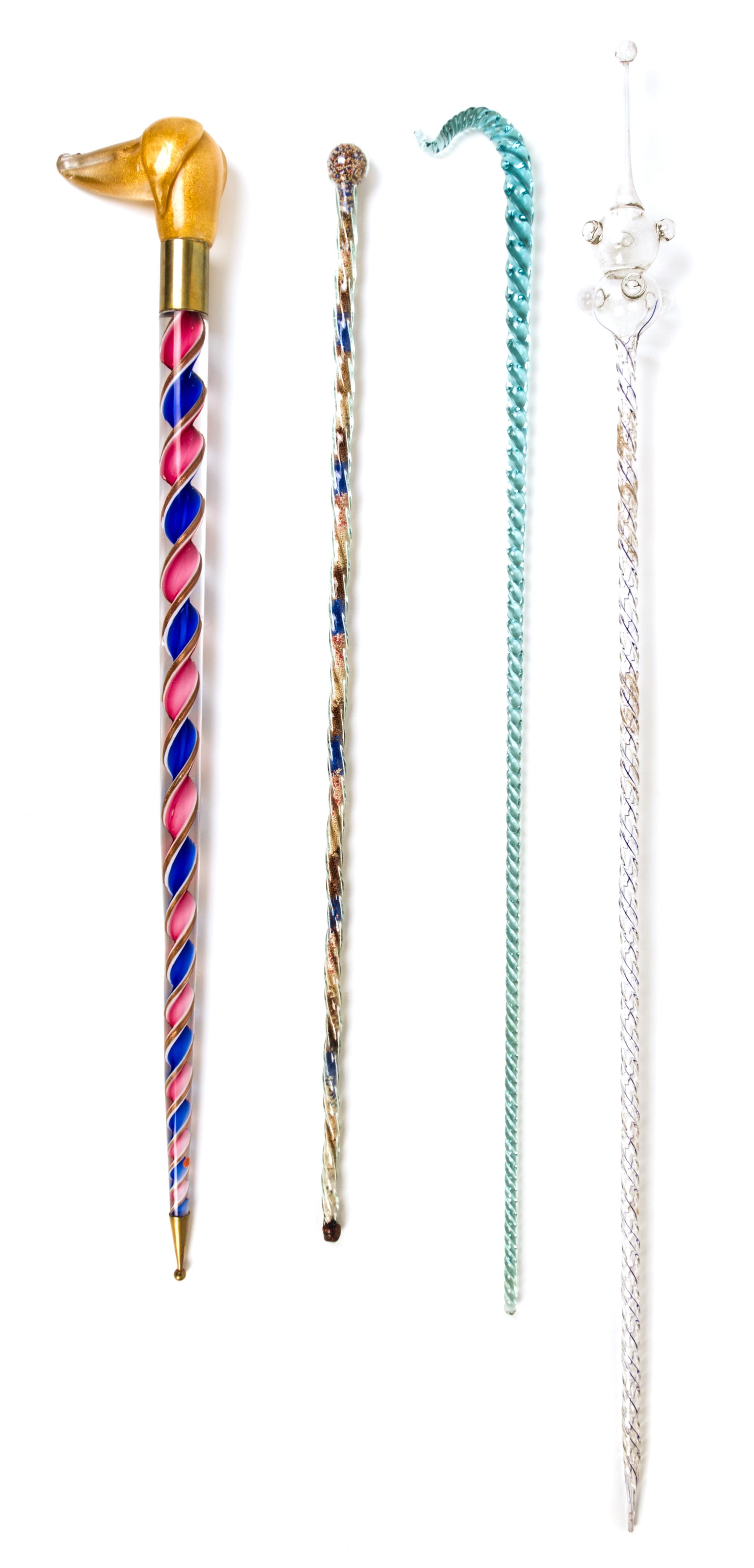 Twelve English Glass Walking Sticks Length of longest 47 inches. — 19TH/20TH CENTURY