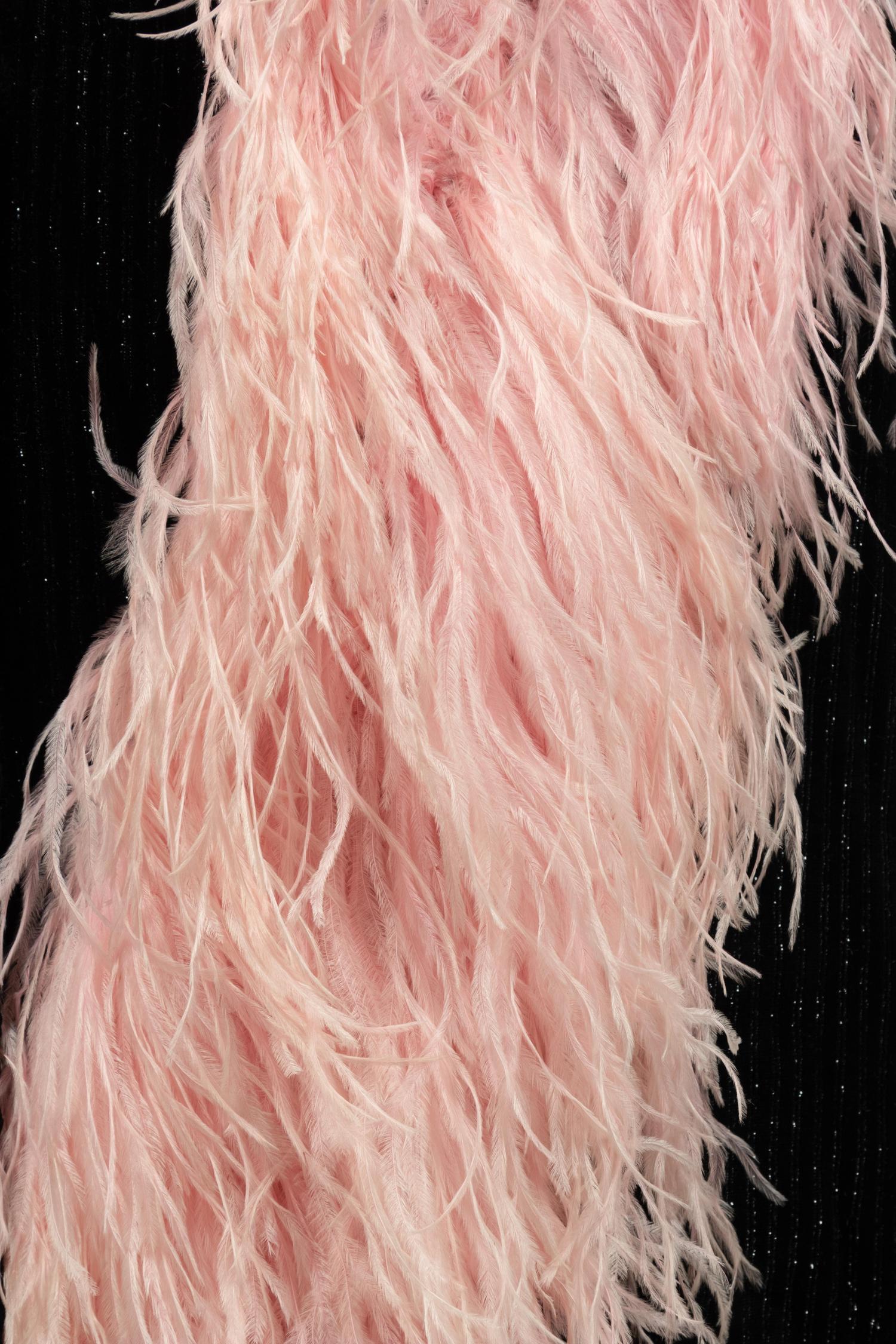 Nina Ricci Velvet Jacket Trimmed with Pink Feathers, 1969