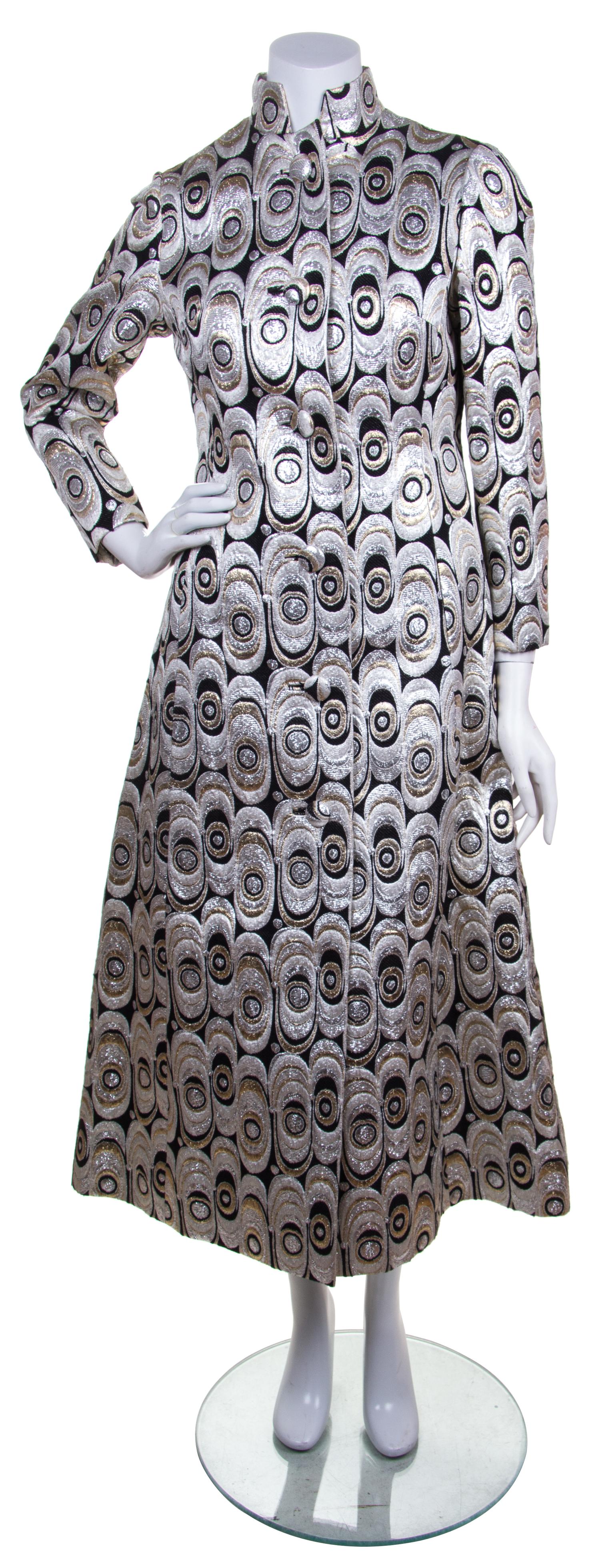 A Metallic Geometric Print Evening Coat,