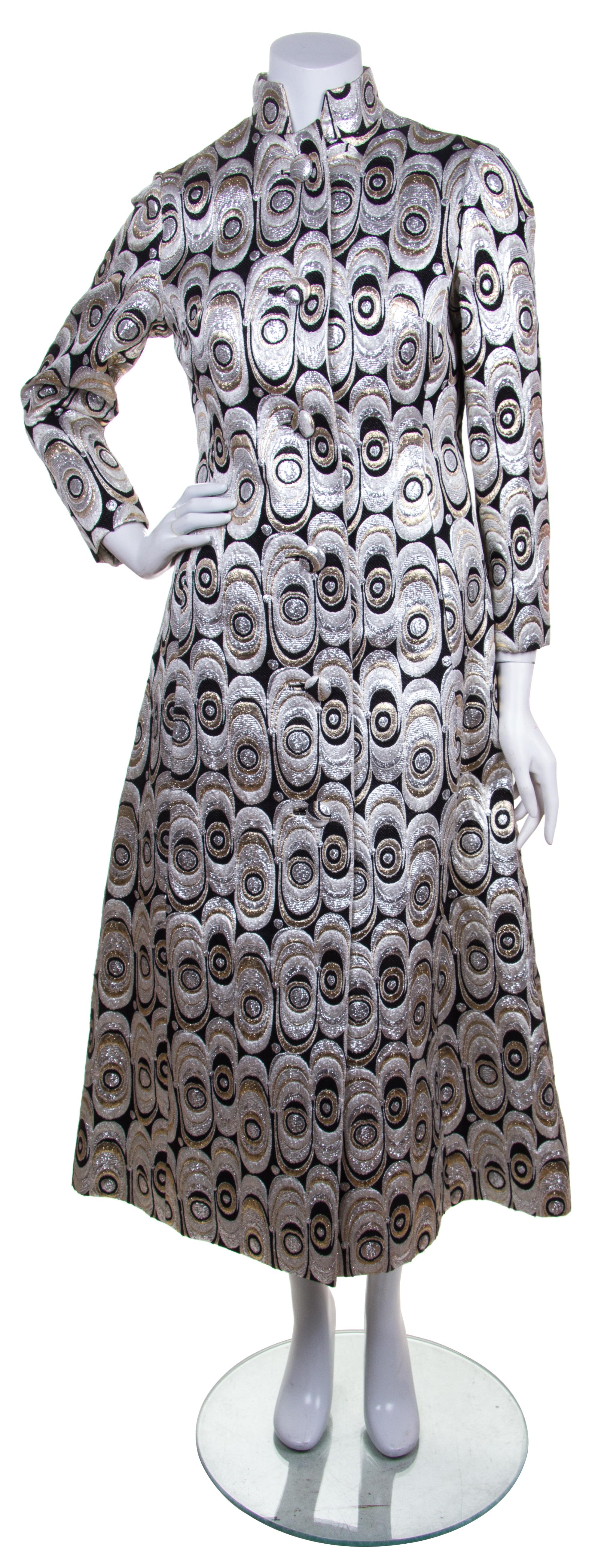 A Metallic Geometric Print Evening Coat,