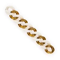 Seaman Schepps, 'Classic Link', Yellow Gold and Cacholong Bracelet
