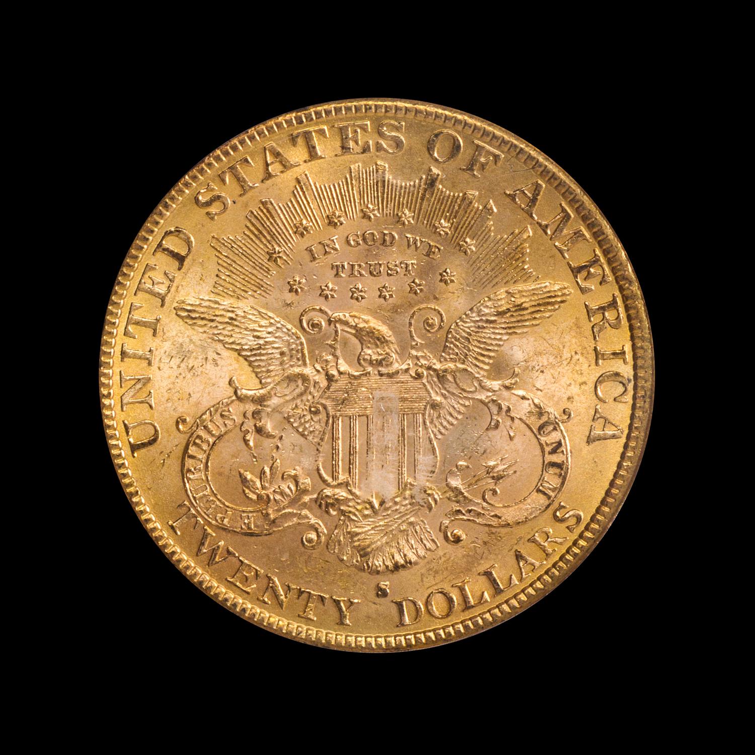 A United States 1889-S Liberty Head $20 Gold Coin