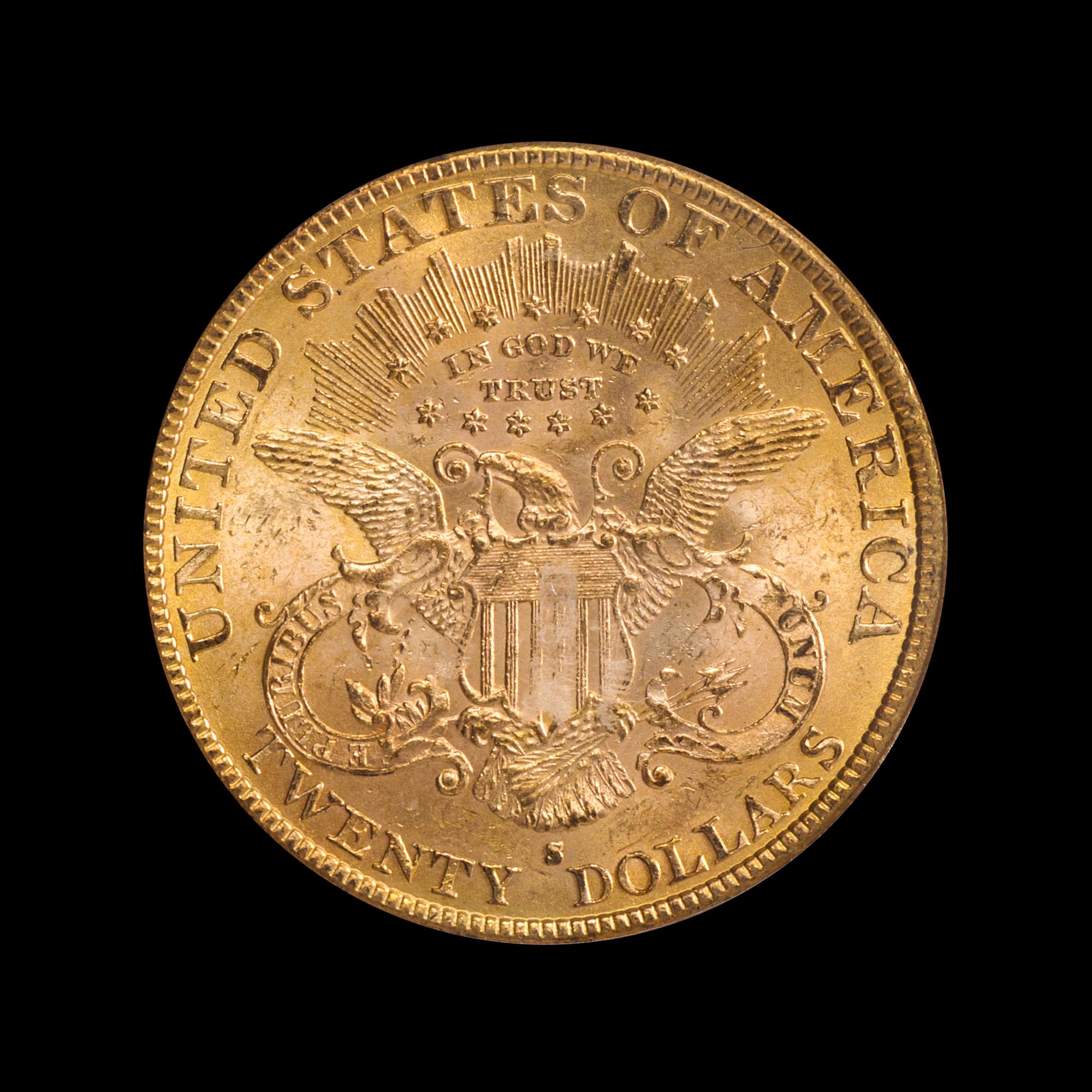 A United States 1889-S Liberty Head $20 Gold Coin