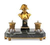 An Empire Style Gilt-Bronze and Marble Encrier — LATE 19TH CENTURY