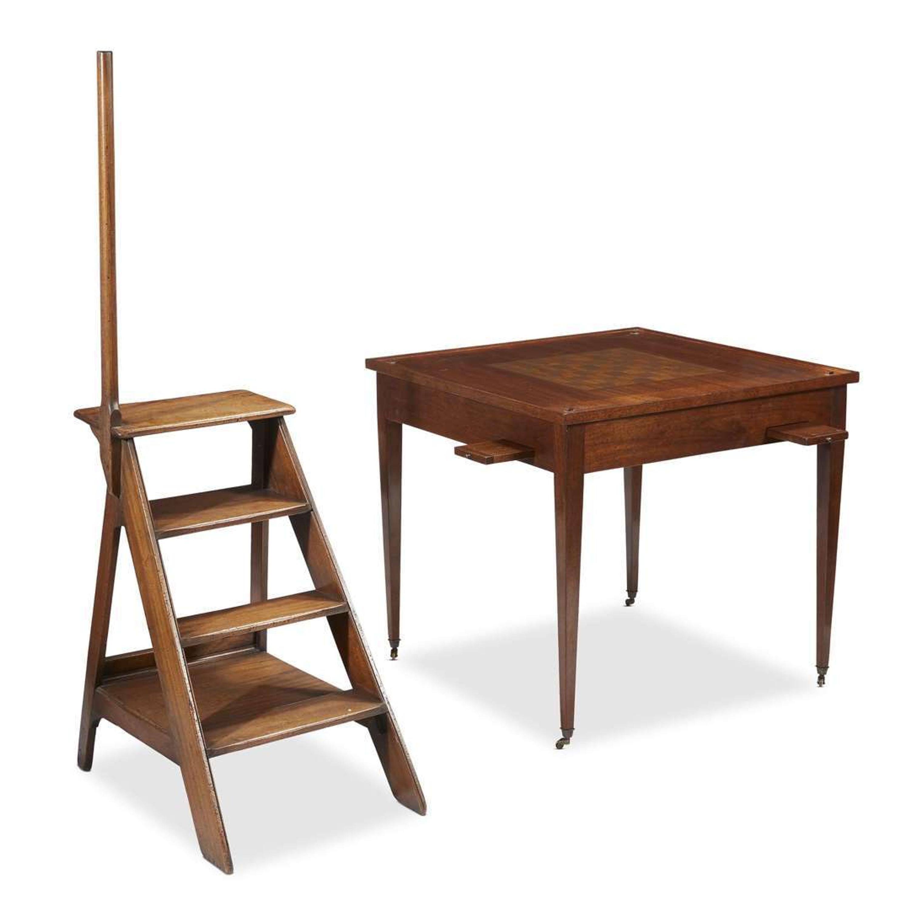 A contemporary games table and library steps modern