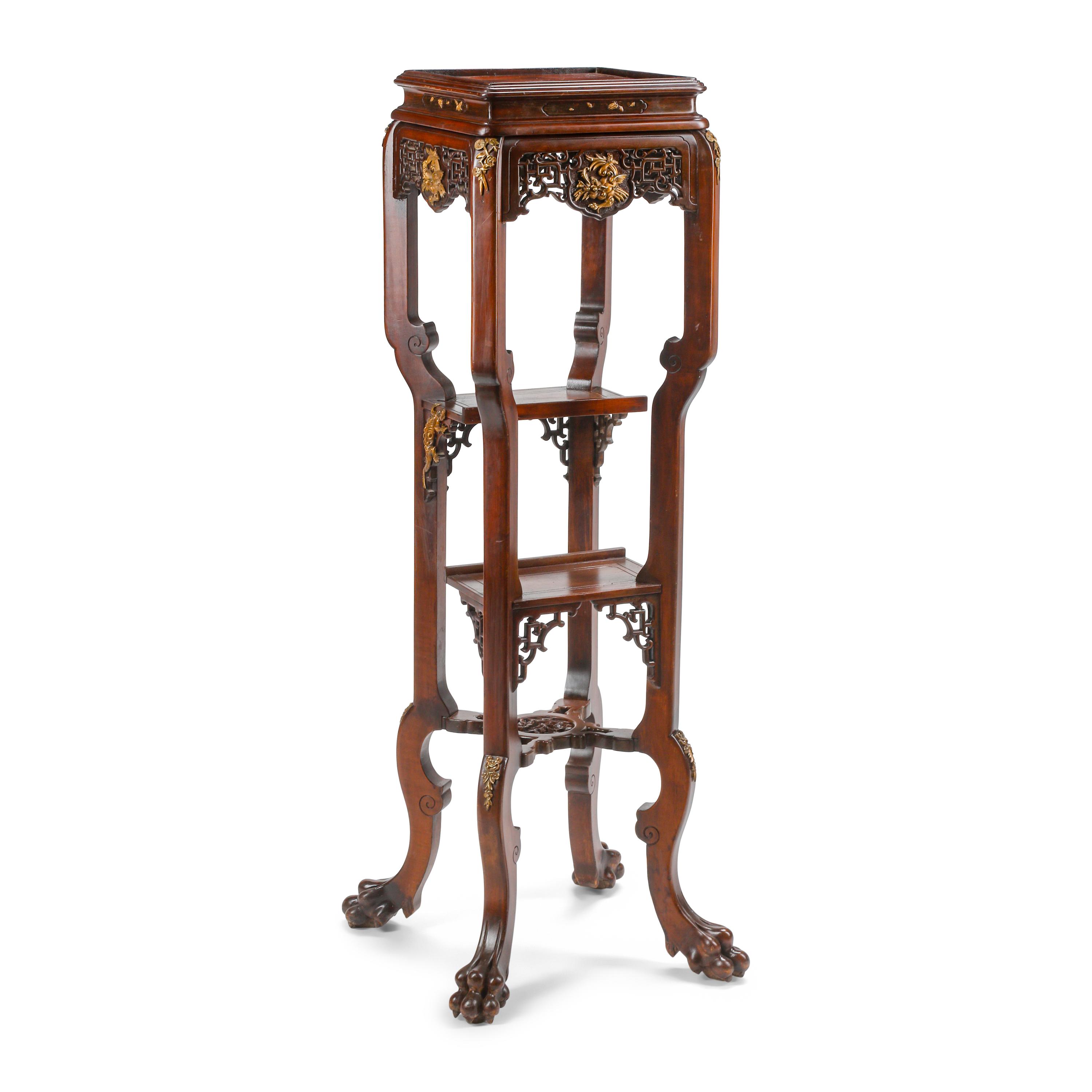 A French Gilt Bronze Mounted "Japonisme" Pedestal