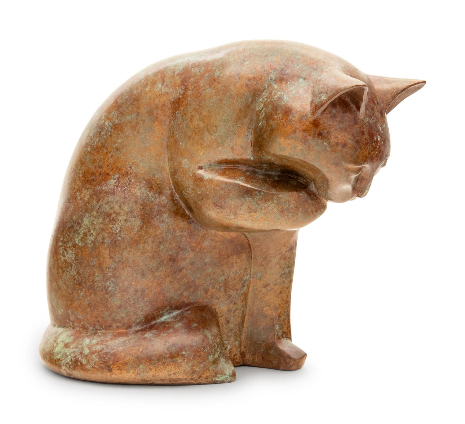 A Patinated Bronze Figure of a Cat