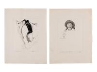 MOSER, Barry. 2 original pen & ink with wash and pencil drawings for the Macmillan edition of Jack London’s Call of the Wild (1994).