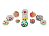 A Large Group of Caned and Blown Glass Paperweights